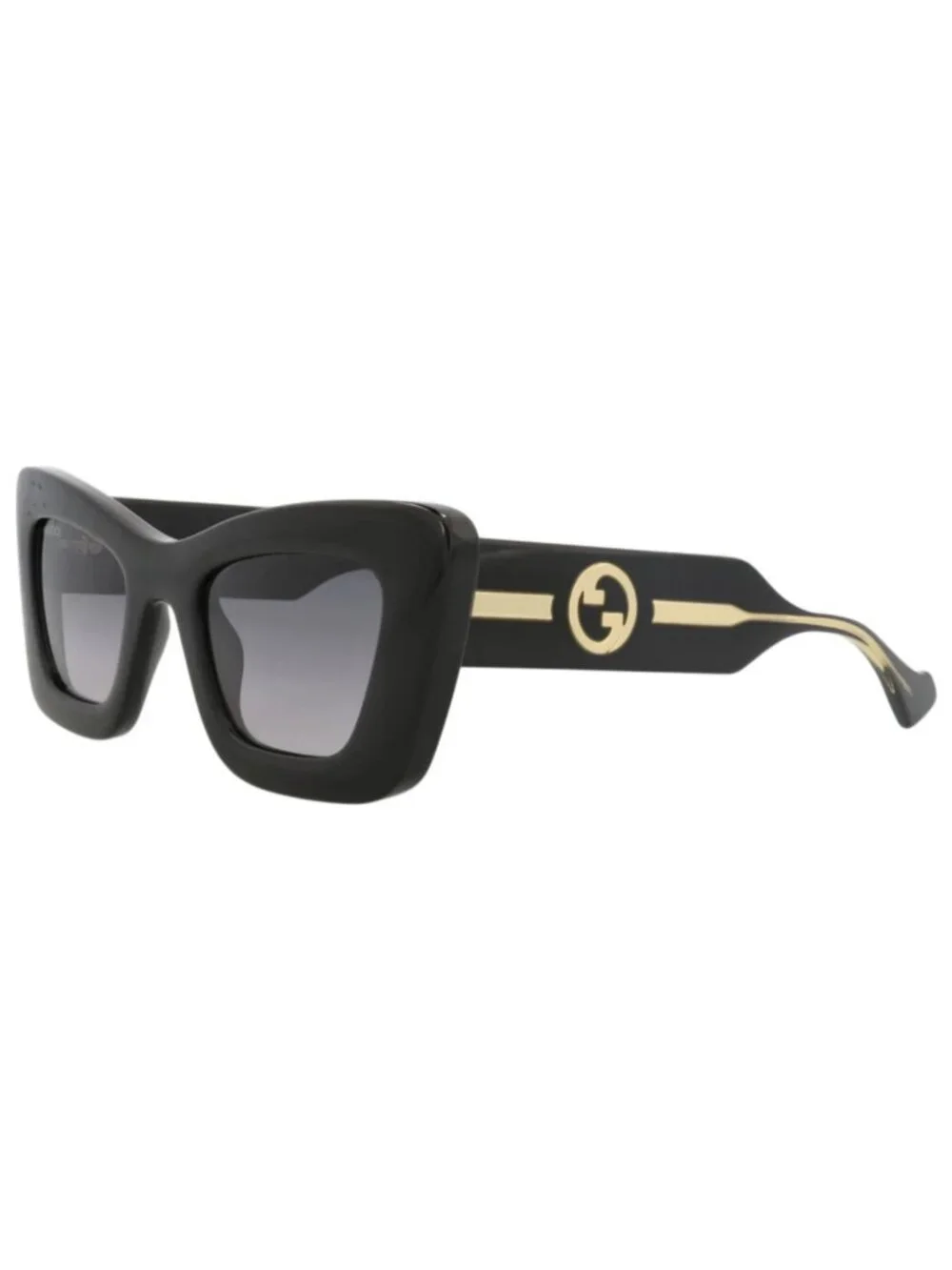 New Gucci Women's Sunglasses Cat Eye Injection Frame Black Crystal Grey